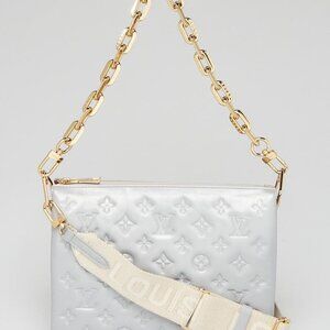 Louis Vuitton Silver Monogram Embossed Lambskin Leather Coussin PM Bag
